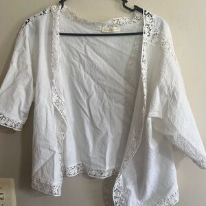 Do everything in love Womens one size open lace cardigan floral white top